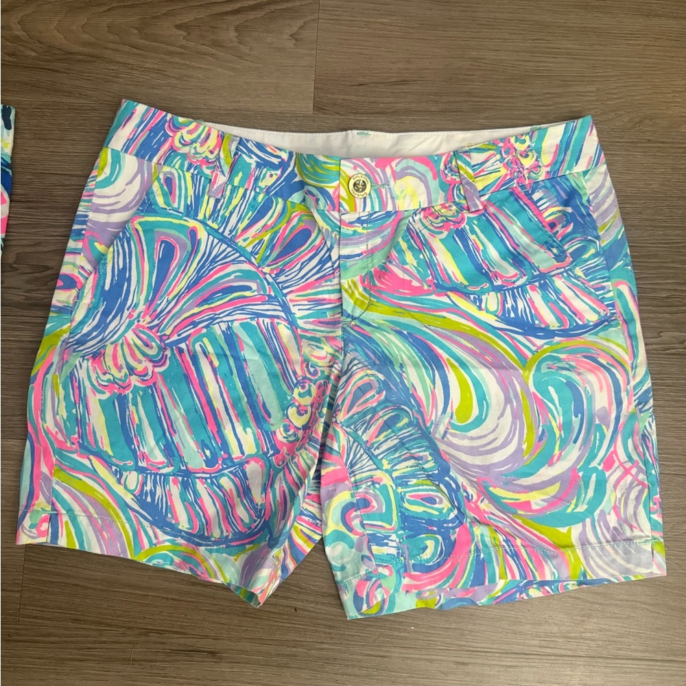 Lilly Pulitzer Pastel Swirl Print Bermuda Shorts - Blue, Pink & Green